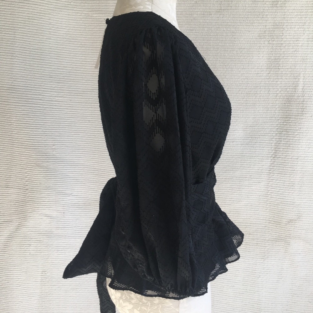 SOLD Anthropologie M Layered Sheer Print Kimono Blouse - Picture 3 of 8